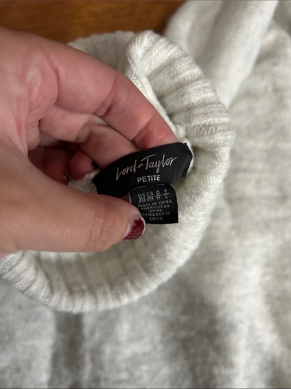 Lord & Taylor multicolor white/Gray Turtleneck Sweater - Picture 2 of 4